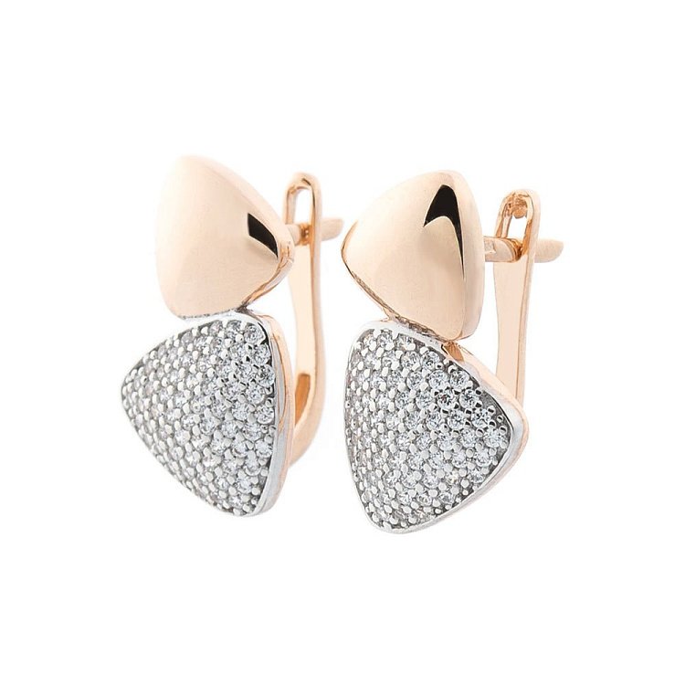 Золотые серьги с фианитами с05111 - 1 Золотые серьги с фианитами с05111 от ювелирного магазина Оникс - 1