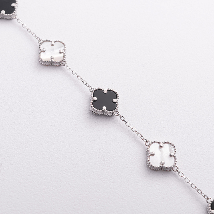 Серебряный браслет "Клевер" (перламутр, оникс) 141647 от ювелирного магазина Оникс - 2