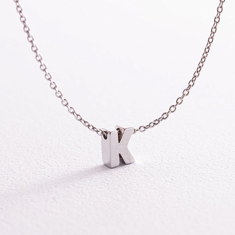 Серебряное колье с буквой "К" 1105 К от ювелирного магазина Оникс