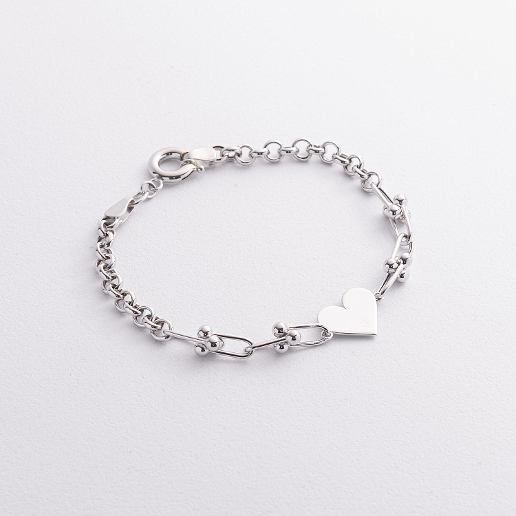 Браслет "Сердечко" у білому золоті б05665 від ювелірного магазину Онікс