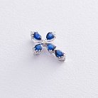 Золотой крестик с синими сапфирами и бриллиантами пб0111lg от ювелирного магазина Оникс