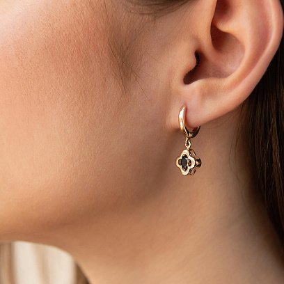 Золоті сережки "Конюшина" з фіанітом с04925 №3