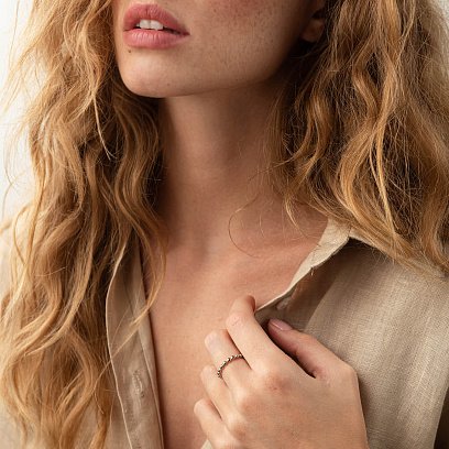 Кольцо "Шарики" в белом золоте к07095б №2