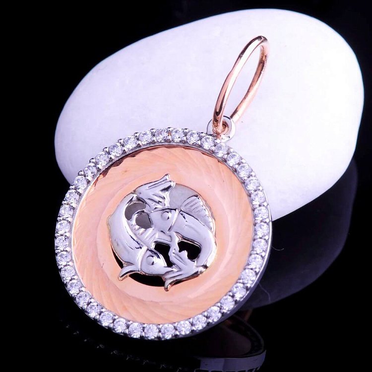 Подвеска "Знаки зодиака - Рыбы" с фианитами п01702рб от ювелирного магазина Оникс