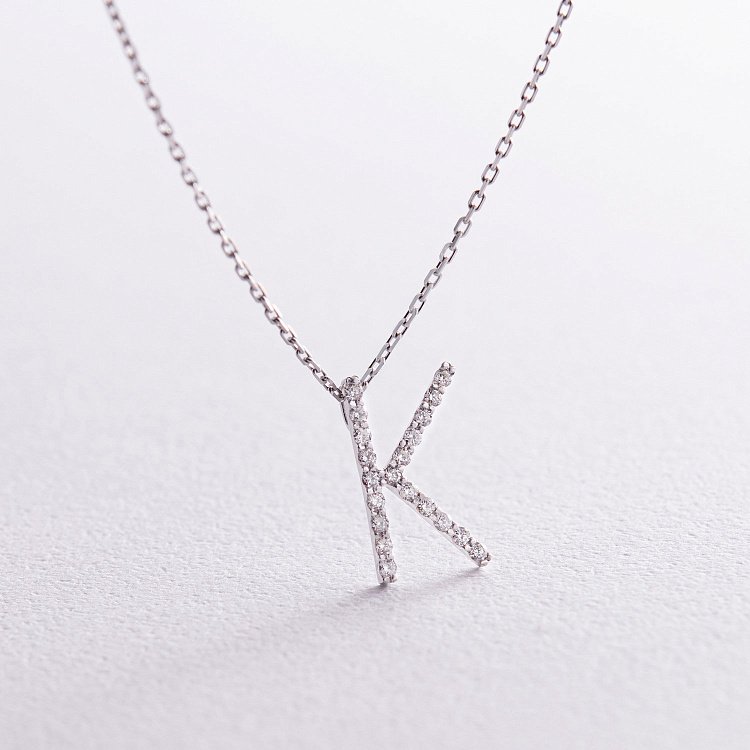 Золотое колье с буквой "К" с бриллиантами 133581121 от ювелирного магазина Оникс