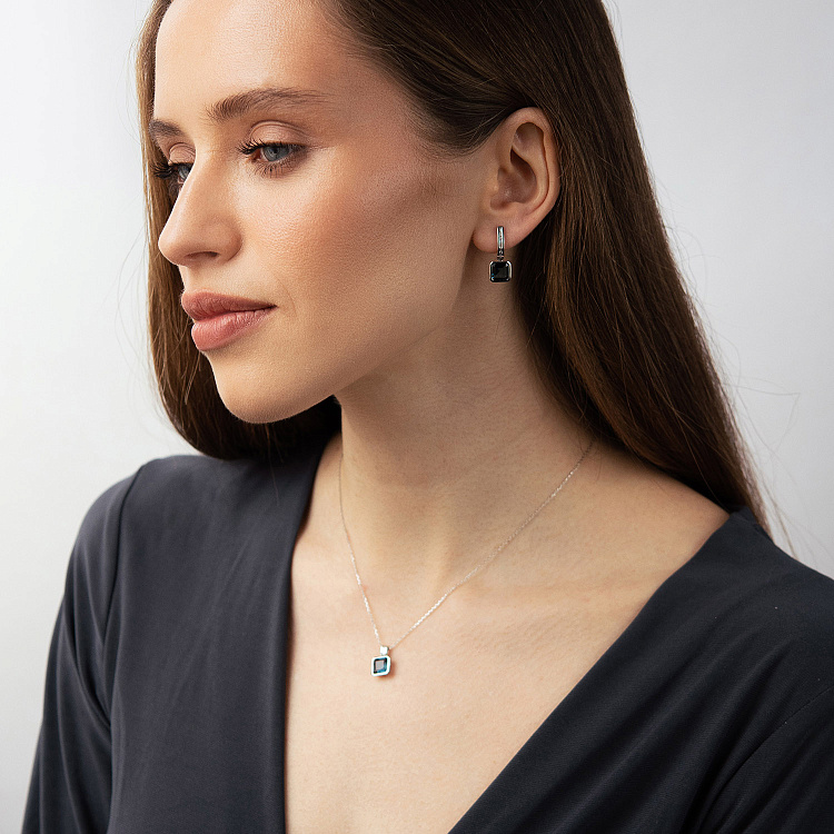 Золотые серьги с бриллиантами и топазами "Лондон Голубой" сб0715sm от ювелирного магазина Оникс - 3