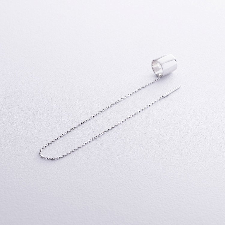 Серьга - каффа с цепочкой (белое золото) с08730 от ювелирного магазина Оникс - 3