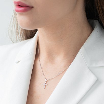 Золотий хрестик з діамантами пб0134mi №2