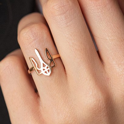 Каблучка "Герб України - Тризуб" у червоному золоті к07098 №6