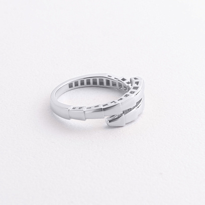 Кольцо "Змея" в белом золоте к08310 №2