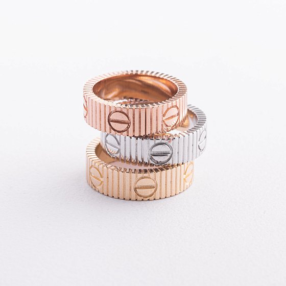 Кольцо "Love" в белом золоте к08423 №5