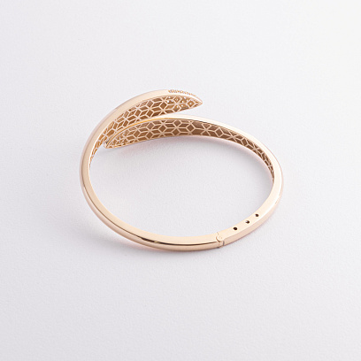 Жесткий браслет "Rosemarie" в желтом золоте (фианиты)  б05601 №5