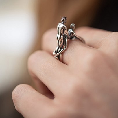 Серебряное кольцо "Искры любви" 112703 №2