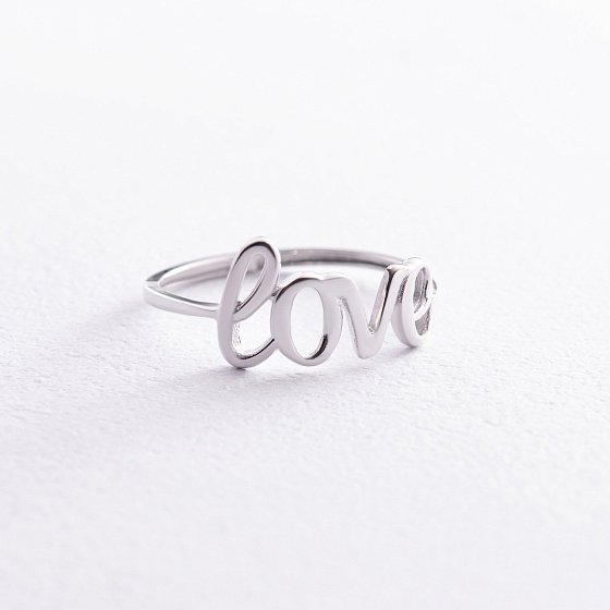 Кольцо "Love" в белом золоте к07094