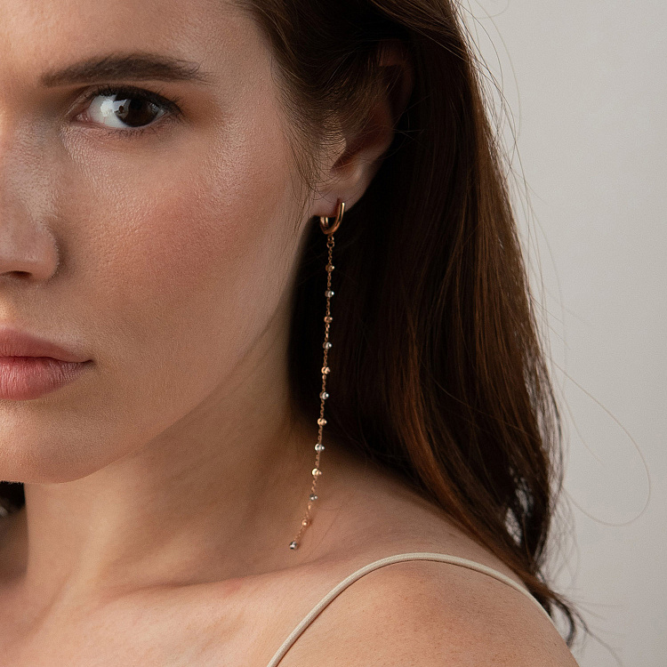 Сережки "Кульки на ланцюжку" (червоне, біле золото) с09371 від ювелірного магазину Онікс - 7