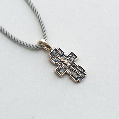 Золотий православний хрест "Розп'яття. Ікона Божої Матері" Годувальниця " п02652 №6