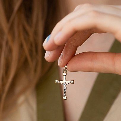 Золотой крестик с распятием п03671 №4