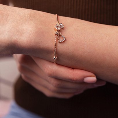 Золотой браслет "Сердечки" с фианитами б05021 №6