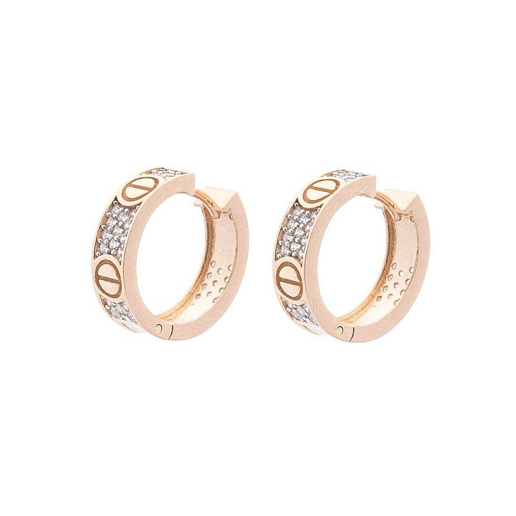 Золоті сережки-кільця (фіаніт) с05399 від ювелірного магазину Онікс - 1