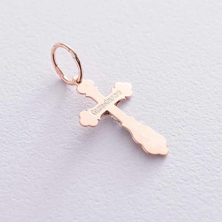 Золотий хрестик "Розп'яття. Спаси і Збережи" 230030 від ювелірного магазину Онікс - 1