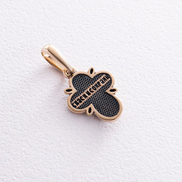 Золотий хрестик "Розп'яття. Спаси та Збережи" (чорніння) п03813 від ювелірного магазину Онікс - 1