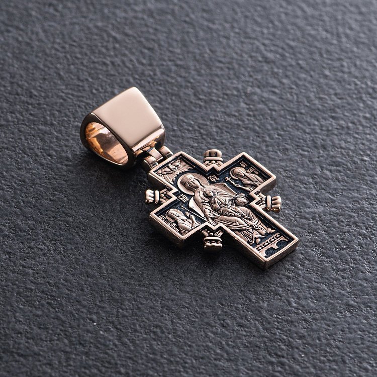 Золотий православний хрест "Ісус Христос "Цар царів". Ікона Божої Матері "Державна" п02407 від ювелірного магазину Онікс - 2