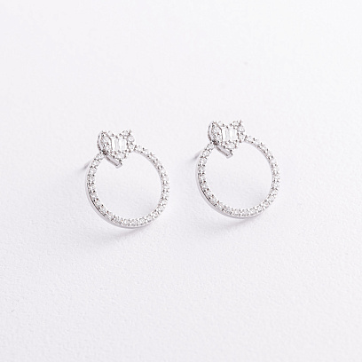 Золоті сережки - пусети "Сердечки" з діамантами сб0672ca