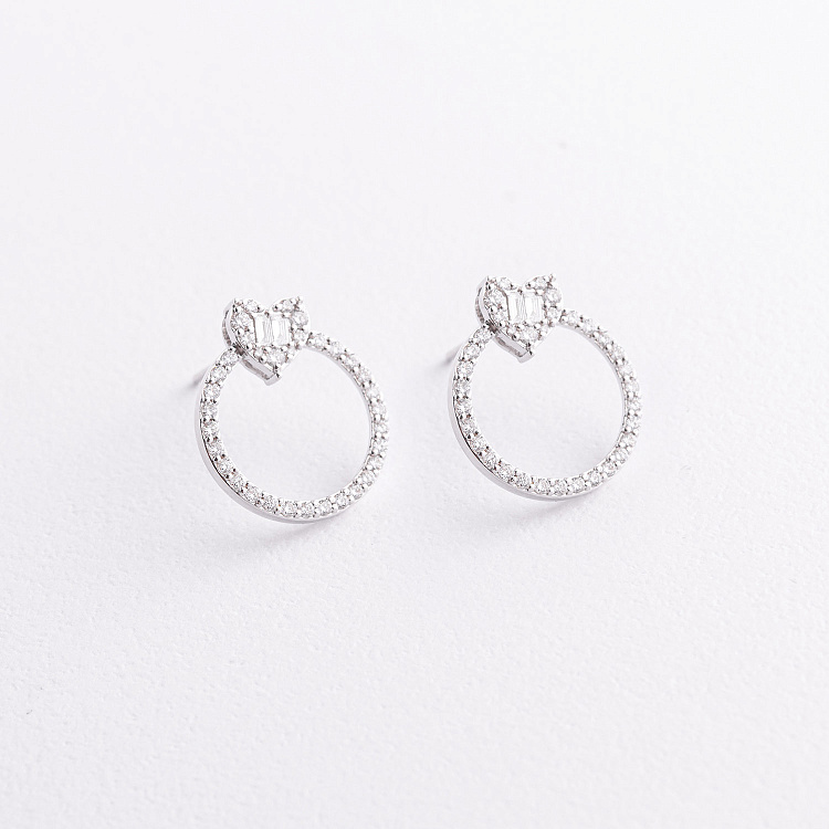 Золоті сережки - пусети "Сердечки" з діамантами сб0672ca від ювелірного магазину Онікс