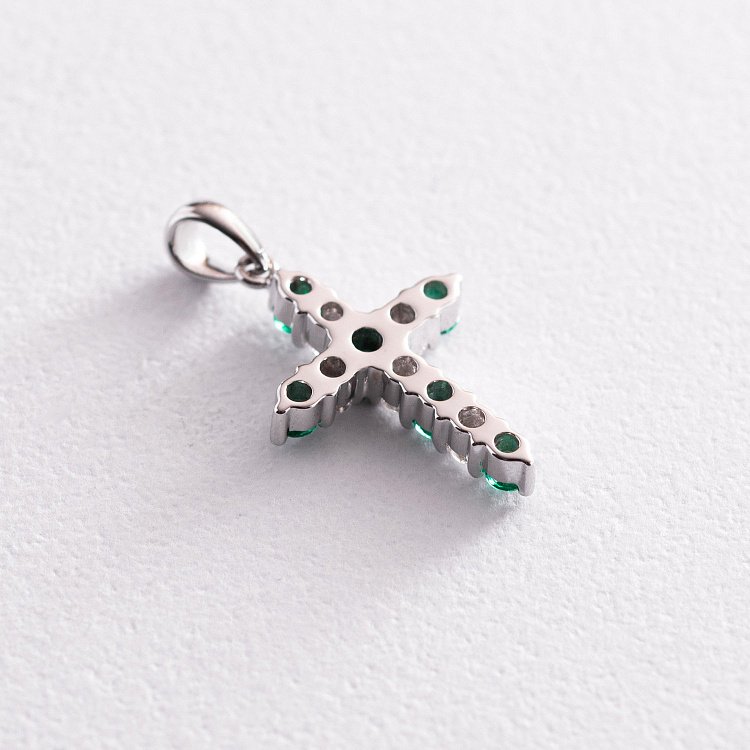 Золотий хрестик зі смарагдами та діамантами пб0280ri від ювелірного магазину Онікс - 2