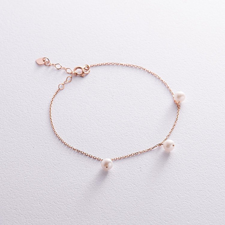 Браслет із перлами (червоне золото) б05263 від ювелірного магазину Онікс