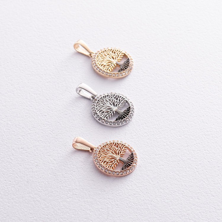 ﻿Кулон "Древо життя" з фіанітами (жовте золото) п03821 від ювелірного магазину Онікс - 4