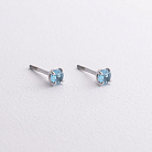 Серебряные серьги - пусеты с кварцом 2494/1p-QSWB от ювелирного магазина Оникс