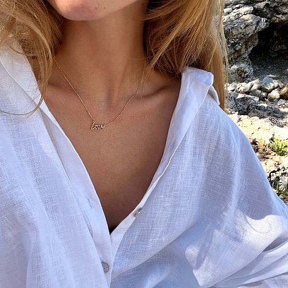 Кольє "Love" у жовтому золоті кол02267 №2