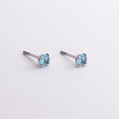 Серебряные серьги - пусеты с кварцом 2494/1p-QSWB