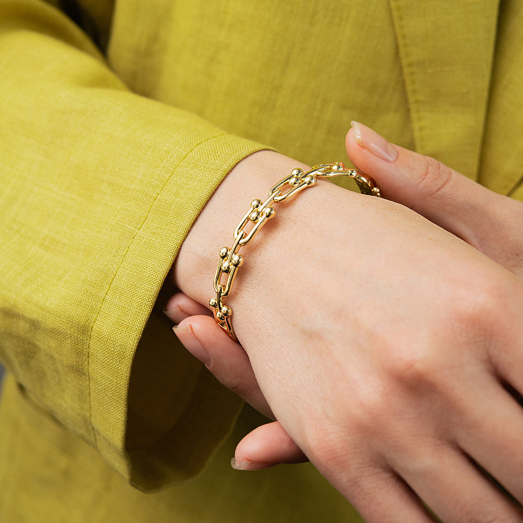 Жорсткий браслет "Фантазія" у жовтому золоті б05834 від ювелірного магазину Онікс - 5