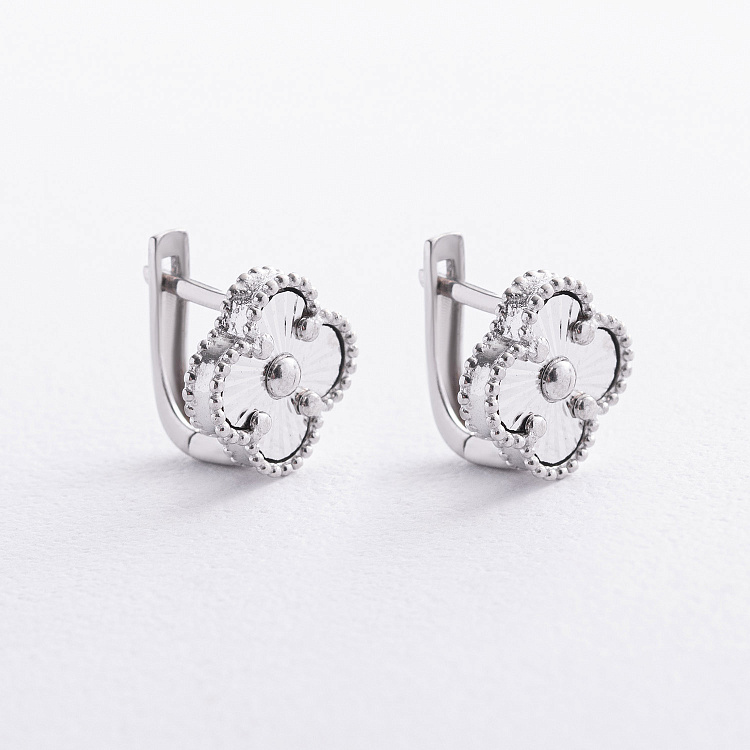 Серебряные серьги "Клевер" 123565 от ювелирного магазина Оникс