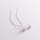 Срібні сережки - протяжки з фіанітами 123106 от ювелирного магазина Оникс - 2