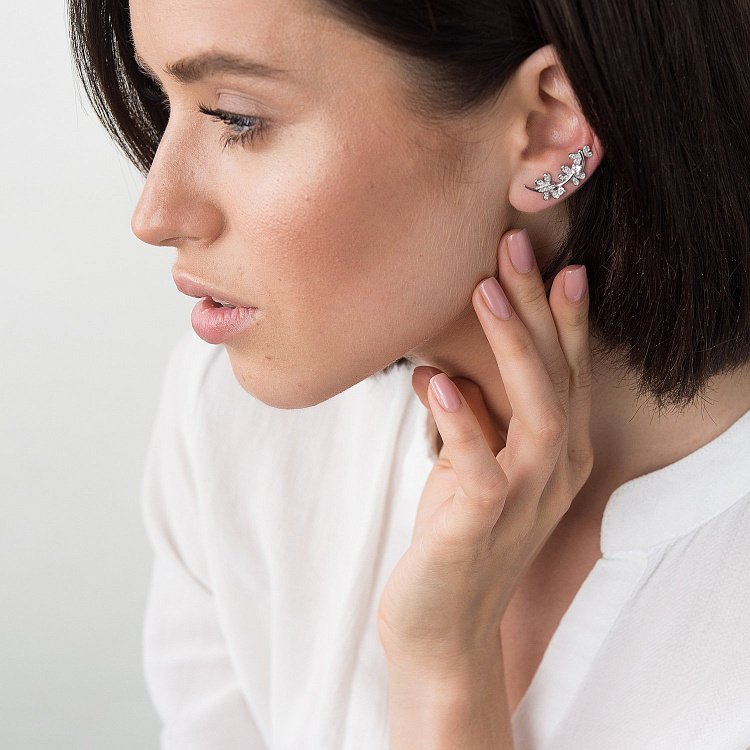 Срібні сережки "Метелики" (фіаніт) 122466 від ювелірного магазину Онікс - 2