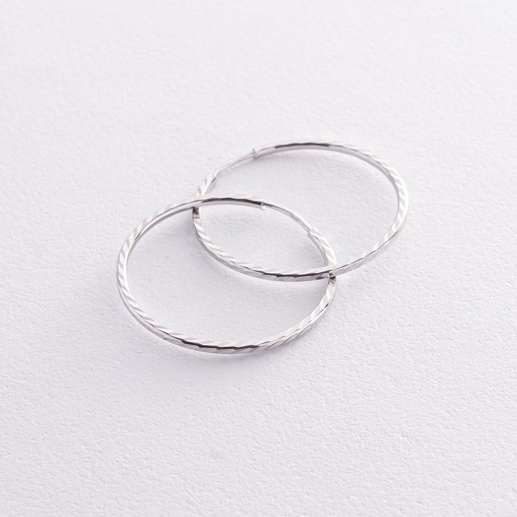 Сережки - кільця в білому золоті (2.9 см) с07144 від ювелірного магазину Онікс