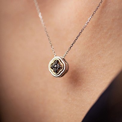 Золоте кольє "Конюшина" з діамантами 734341122 №4