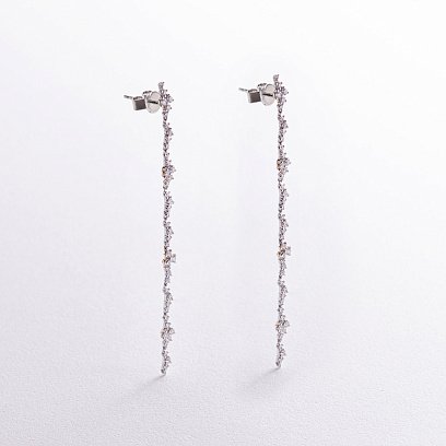 Висячие золотые серьги с бриллиантами сб0451nl