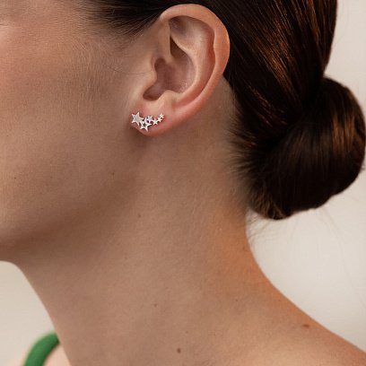 Срібні сережки - пусети "Зірочки" 123225 №5