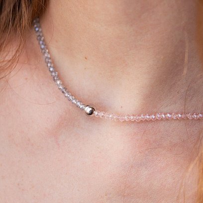 Срібне кольє "Кулька" з кришталем 908-01487 №4