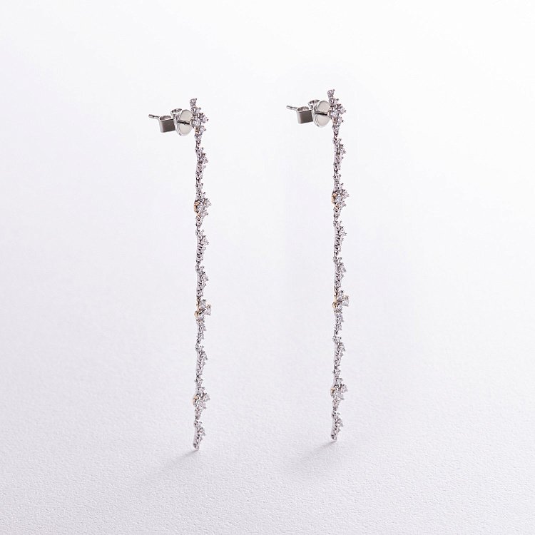 Висячие золотые серьги с бриллиантами сб0451nl от ювелирного магазина Оникс