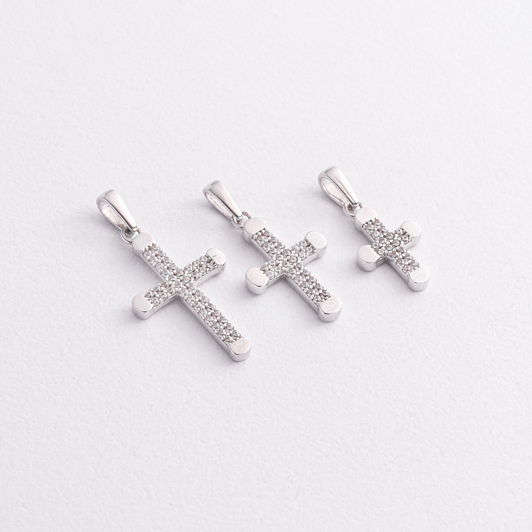 Хрестик у білому золоті (фіаніти) п04054 від ювелірного магазину Онікс - 2