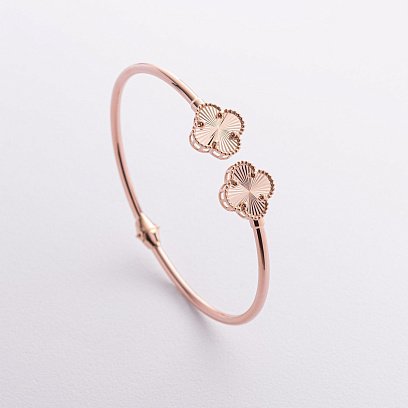 Жорсткий браслет "Конюшина" в червоному золоті б05589