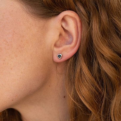 Золоті сережки - пусети "Сердечка" з сапфірами сб0414gl №2