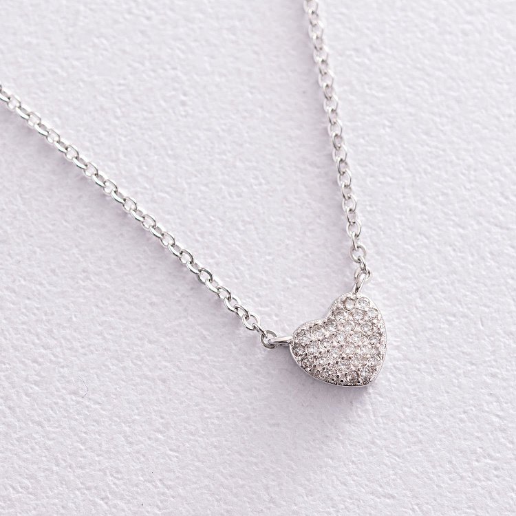 Срібне кольє з сердечком (фіаніти) 18649 від ювелірного магазину Онікс - 3
