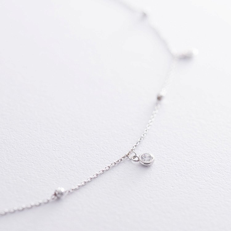 Колье в белом золоте (фианиты) кол01635 от ювелирного магазина Оникс - 4