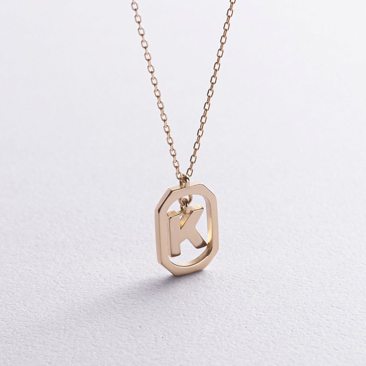 Кольє з літерою "К" у жовтому золоті кол02463к від ювелірного магазину Онікс